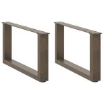 Vidaxl pieds de table basse en u 2 pi�ces acier naturel 60x(30 - 31) cm
