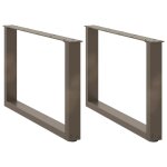 Vidaxl pieds de table basse en u, 2 pi�ces, acier naturel, 70 x (42 - 43) cm