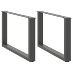 Vidaxl pieds de table basse en u 2 pi�ces anthracite 60 x (42 - 43) cm acier