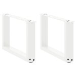 Vidaxl pieds de table basse en u, 2 pi�ces, blanc, 50 x (30 - 31) cm, acier