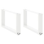 Vidaxl pieds de table basse en u 2 pi�ces blanc 70 x (30 - 31) cm acier