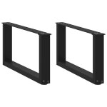 Vidaxl pieds de table basse en u, 2 pi�ces, noir, 60 x (30 - 31) cm, acier