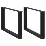 Vidaxl pieds de table basse en u, 2 pi�ces, noir, 60 x (42 - 43) cm, acier