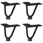 Vidaxl pieds en pingle  cheveux pour table basse 4 pices noir 10 cm acier massif