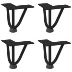 Vidaxl pieds en pingle  cheveux pour table basse 4 pices noir 10 cm acier massif