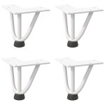 Vidaxl pieds en pingle  cheveux pour table basse 4 pices blanc 10 cm acier massif