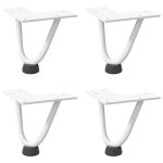Vidaxl pieds en pingle  cheveux pour table basse 4 pices blanc 10 cm acier massif