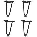 Vidaxl pieds en pingle  cheveux pour table basse 4 pices noir 20 cm acier massif