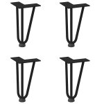 Vidaxl pieds en pingle  cheveux pour table basse 4 pices noir 20 cm acier massif