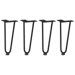 Vidaxl pieds en pingle  cheveux pour table basse 4 pices noir 30 cm acier massif