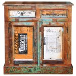 Vidaxl placard vintage avec 2 tiroirs 2 portes bois massif rcupr