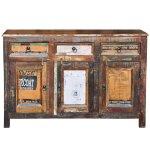 Vidaxl placard vintage avec 3 tiroirs 3 portes bois massif rcupr