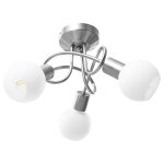 Vidaxl plafonnier avec abat - jour en verre 3 ampoules e14 blanc bol