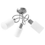 Vidaxl plafonnier avec abat - jour en verre 3 ampoules e14 blanc cne
