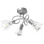 Vidaxl plafonnier et abat - jour verre transparent 3 ampoules e14 tulipe