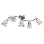 Vidaxl plafonnier et abat - jour verre transparent 5 ampoules e14 tulipe