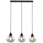 Vidaxl plafonnier avec design de diamant noir 3 ampoules e27