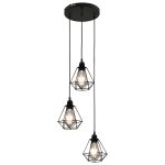 Vidaxl plafonnier avec design de diamant noir 3 ampoules e27
