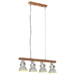 Vidaxl plafonnier industriel argent e27 bois de manguier