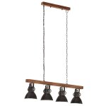 Vidaxl plafonnier industriel noir e27 bois de manguier
