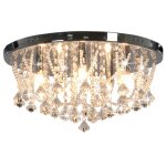 Vidaxl plafonnier avec perles de cristal argent� rond 4 ampoules g9