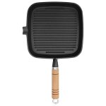 Vidaxl po�le de grill fonte avec poign�e en bois 20 x 20 cm