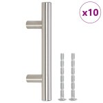 Vidaxl poign�es d'armoire 10 pcs argent� entraxe 64 mm longueur totale 100 mm acier inoxydable