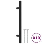 Vidaxl poign�es d'armoire 10 pcs noir 128 mm acier inoxydable