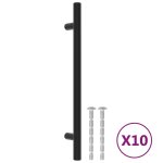 Vidaxl poignes d'armoire 10 pcs noir 160 mm acier inoxydable
