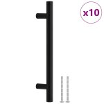 Vidaxl poign�es d'armoire 10 pcs noir entraxe 128 mm longueur totale 192 mm acier inoxydable