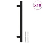 Vidaxl poign�es d'armoire 10 pcs noir entraxe 160 mm longueur totale 224 mm acier inoxydable