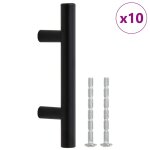 Vidaxl poign�es d'armoire 10 pcs noir entraxe 64 mm longueur totale 100 mm acier inoxydable
