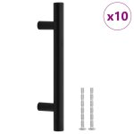 Vidaxl poign�es d'armoire 10 pcs noir entraxe 96 mm longueur totale 150 mm acier inoxydable