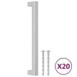 Vidaxl poignes d'armoire 20 pcs argent 192 mm acier inoxydable