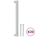 Vidaxl poignes d'armoire 20 pcs argent 224 mm acier inoxydable