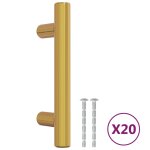 Vidaxl poignes d'armoire 20 pcs dor 64 mm acier inoxydable