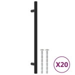 Vidaxl poign�es d'armoire 20 pcs noir 192 mm acier inoxydable