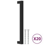 Vidaxl poignes d'armoire 20 pcs noir 192 mm acier inoxydable