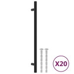 Vidaxl poignes d'armoire 20 pcs noir 224 mm acier inoxydable