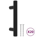Vidaxl poign�es d'armoire 20 pcs noir 64 mm acier inoxydable