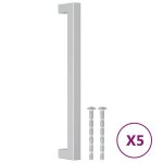 Vidaxl poignes d'armoire 5 pcs argent 192 mm acier inoxydable