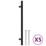 Vidaxl poignes d'armoire 5 pcs noir 192 mm acier inoxydable