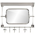 Vidaxl porte - bagages avec cintres et miroir mural aluminium
