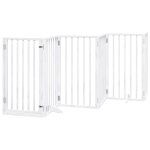 Vidaxl porte pour chien pliable � 6 panneaux, blanche, 300 cm, bois de peuplier