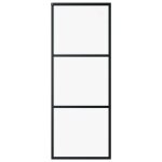 Vidaxl porte coulissante 3 panneaux verre esg et aluminium 76x205 cm noir