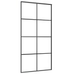 Vidaxl porte coulissante aluminium et verre esg 102, 5x205 cm noir