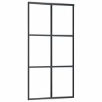 Vidaxl porte coulissante verre esg et aluminium 102x205 cm noir