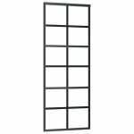 Vidaxl porte coulissante verre esg et aluminium 76x205 cm noir