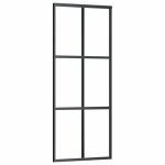 Vidaxl porte coulissante verre esg et aluminium 76x205 cm noir