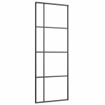 Vidaxl porte coulissante verre esg et aluminium 76x205 cm noir